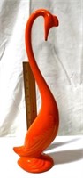 Vintage orange tall ceramic swan