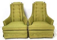 Pair Avocado Vintage Club Chairs