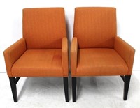Pair mid century orange arm chairs