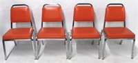 Set of 4 Cosco orange & chrome chairs
