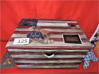 Patriotic Hand Painted Storage Box with Bears