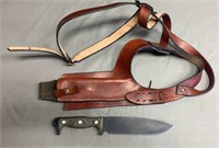 Combat Knife with Shoulder Carry Sheath