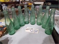 8 antique 10 2 4 green embossed Dr Pepper bottles