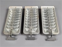 Three Vintage Aluminum Ice Trays