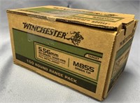 150 round box of 5.56 NATO M855 green tip cartridg