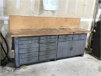 Wood Workbench w/ Contents