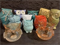 Colorful Ceramic & Glass Owl Collection