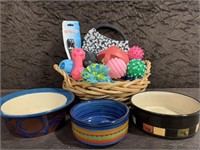 Dog Toys & Ceramic Bowls