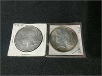1922 & 1934D Silver Peace Dollars