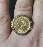 1878 2 1/2 Dollar Gold Coin Ring