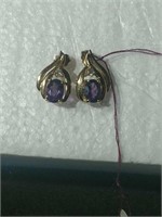 14K Gold Amethyst & Diamond Earrings