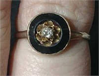 10K Gold Onyx & Diamond Ring