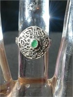 Emerald & Marcasite Sterling Ring