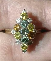 18K Gold & Multi Colored Diamond Ring