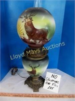Antique Double Globe Hand Painted Parlor Lamp