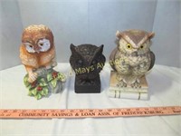 3pc Mid Century Owl Figurine