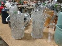 Two Early American Pressed Glass Pitchers