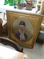 Oil On Canvas Portrait of a Lady in Purple