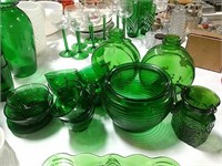 Forest Green Glass Lot - Anchor Hocking Oatmeal
