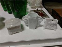 Three Unique Milk Glass Items