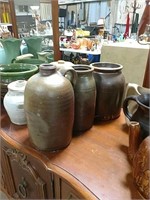 Three Pcs Brown Glaze Stoneware