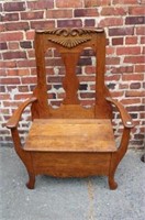 Antique Oak Seat w/ Storage 47"x33.75" x 18"