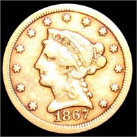 1867-S $2.50 Gold Quarter Eagle NICELY CIRCULATED