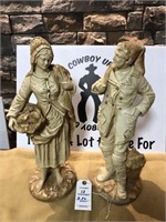 Vintage Peasant man & woman statues