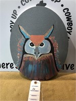 Owl handprinted oval picture