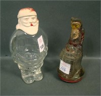 Two Piece Santa Glass Candy Container Lot