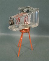 Camera on Tripod Glass Candy Container