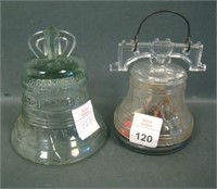 Two Liberty Bell Glass Candy Containers