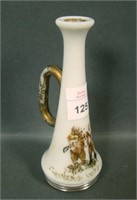 Vintage Milk Glass Bugle/Trumpet Candy Container