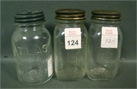 Lot of Three Crystal Atlas Canning Jar Banks