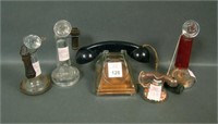 5 Pc Crystal Telephone Glass Candy Container Lot