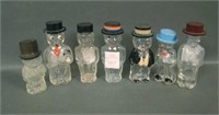 7 Pc Men W/  Hats Glass Candy Container Lot