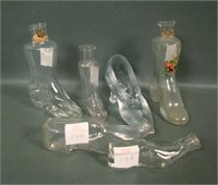 6 Pc Figural Ladies Shoe Glass Candy Containers