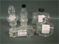 5 Pc Glass Candy Container Lot