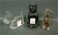 Lot of 3 Glass Dog Candy Containers