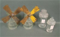 4 Pc Glass Candy Container Lot