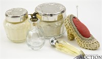 Vintage AVON Powder Jar & Cream Jar, Pin Cushion