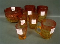 Seven Piece Amberian Glass Lot