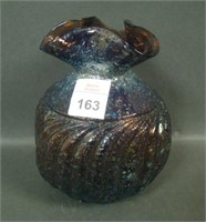 Dugan Frit Amethyst Tri Cornered Swirl Vase