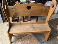 small wood bench w/ heart cutout