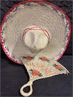Straw Sombrero Hat & Nassau Fan