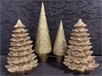 Shiny Glitter Gold Decor Holiday Trees
