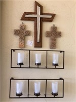 3 Crosses, 2 Candle Holders