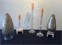 Candles Sticks & Glass Mociac Decorative Cones
