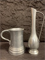 Wilton Pewter Mug & Etain Pewter Vase