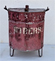 Antique Metal Footed Pail With Lid